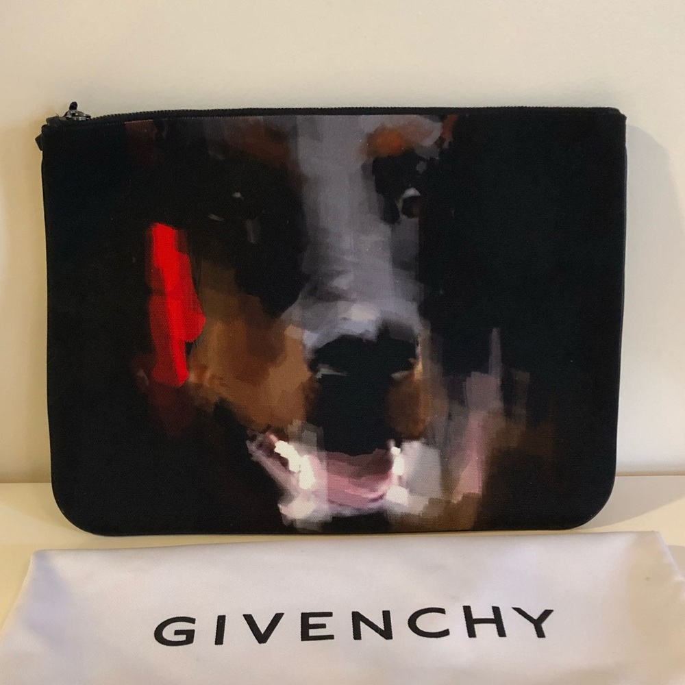 Givenchy Doberman Cotton Pouch/ Clutch 13” x 9.5” - Picture 3 of 8